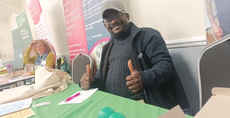 Yemi, looking slick and having fun at our stall