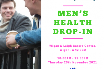 Poster for men's health featuring two men talking
